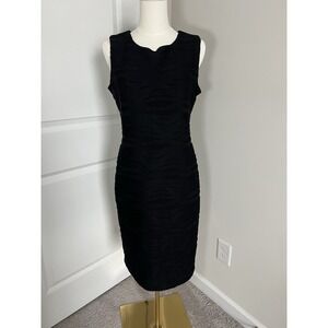 Calvin Klein Black Dress Ribbed Wave Texture Sleeveless Size 8